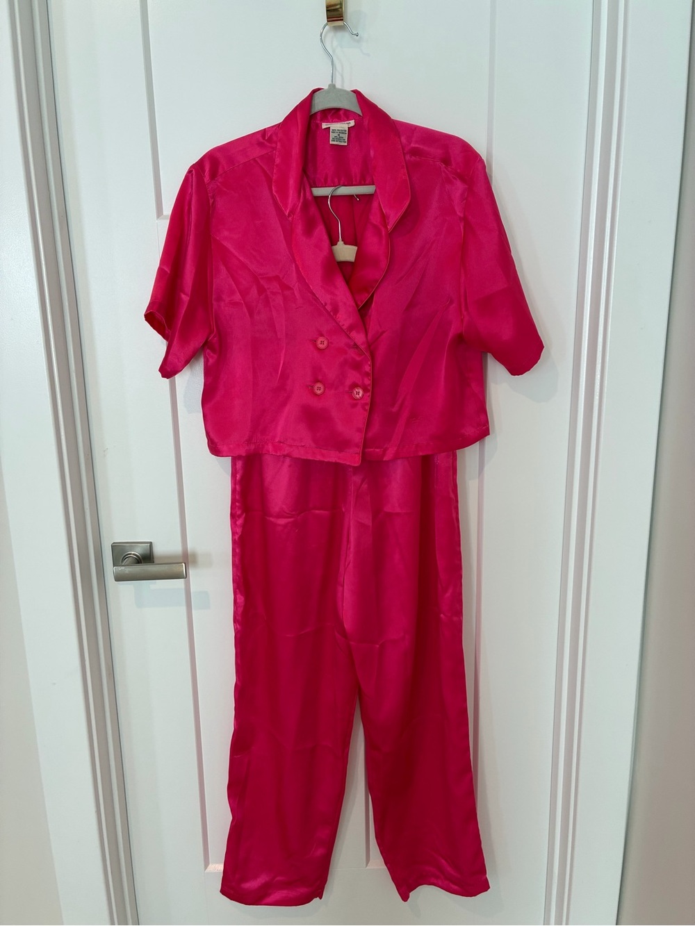 Morgan Taylor Hot Pink Satin Pajama Set